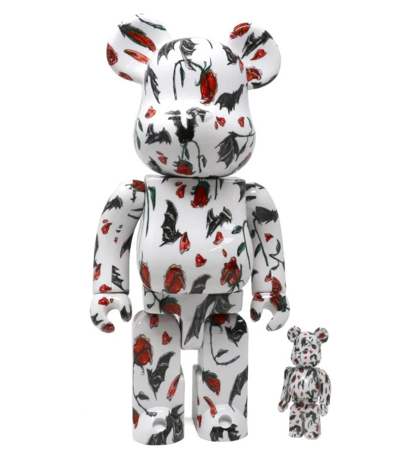 400% + 100% Bearbrick Kidill x Eri Wakiyama bat (Blanc) – Image 2