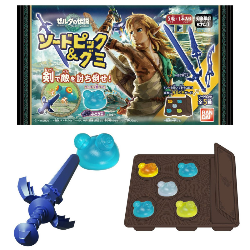 BANDAI – Gummy – ZELDA : Tears of the Kingdom Sword Picks & Chuchu